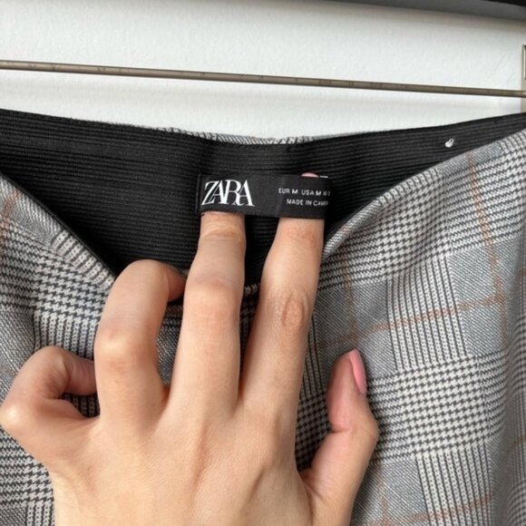 Zara Plaid houndstooth grey Womens pull on leggings size medium - Picture 5 of 7